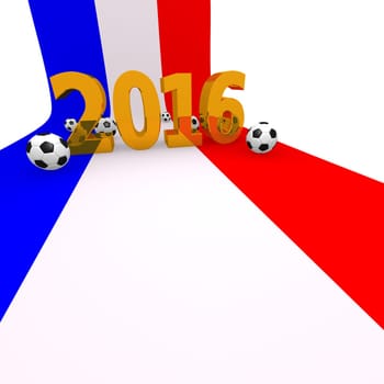 Soccer background 2016 in France 3d image