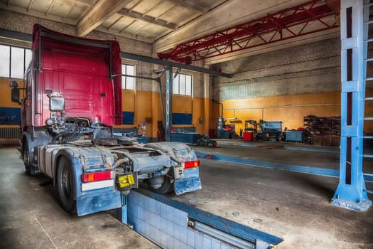 Truck or lorry repair shop service garage interior
