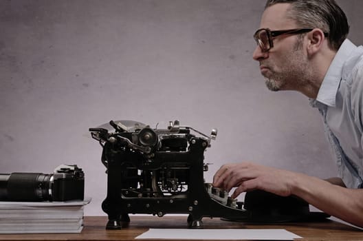 Editor with an old typewriter working