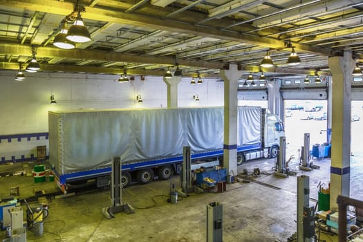 Truck or lorry repair shop service garage interior