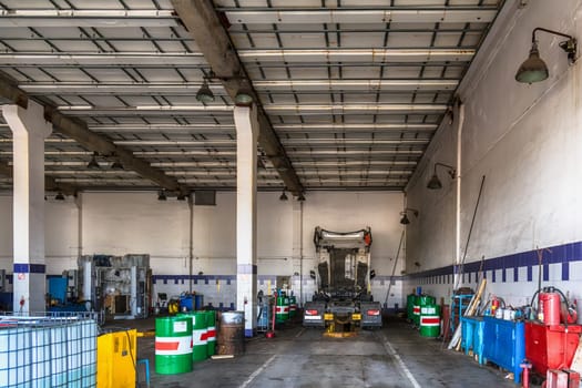 Truck or lorry repair shop service garage interior