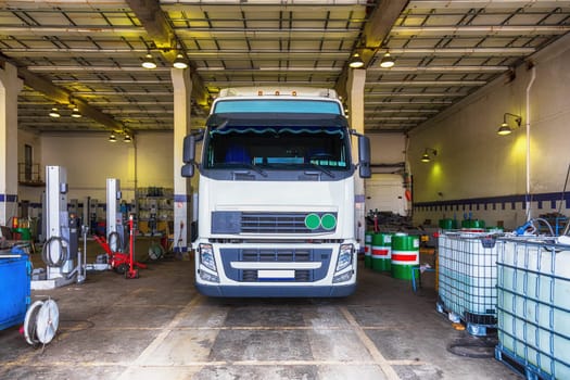 Truck or lorry repair shop service garage interior