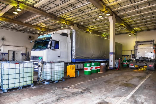 Truck or lorry repair shop service garage interior