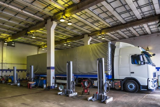 Truck or lorry repair shop service garage interior