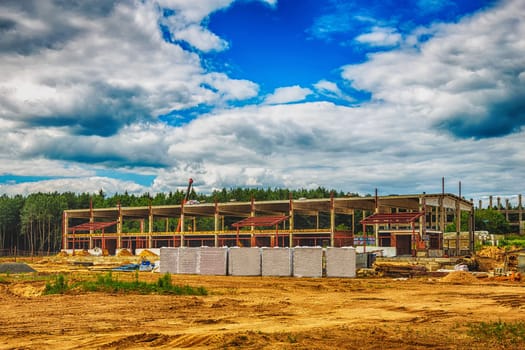 Building under construction on the building site. Processed by hdr effect filter