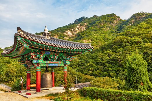 Monastery buddhist monk bell in pavilion in South Korea