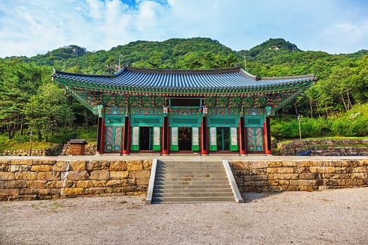 Traditional korean architecture old building or monks temple in South Korea at autumn