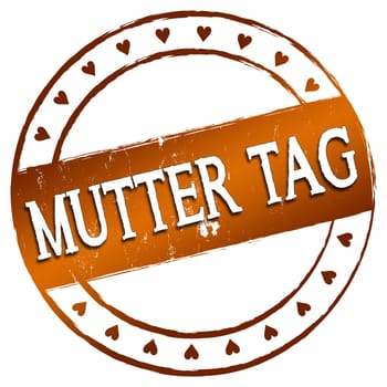 Kaputter stamp with the inscription "Mother's Day"" in gold."