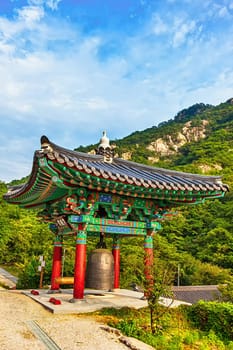 Monastery buddhist monk bell in pavilion in South Korea