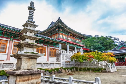 Traditional korean architecture old building or monks temple in South Korea at autumn