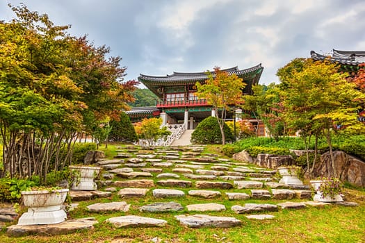 Traditional korean architecture old building or monks temple in South Korea at autumn
