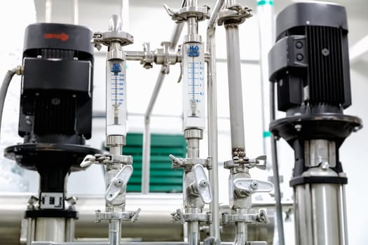 Measure equipment, pipe and pump on pharmaceutical industry or chemical plant