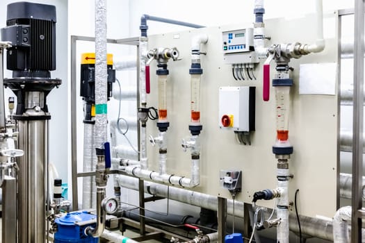 Control panel equipment on water conditioning or distillation room on pharmaceutical industry or chemical plant