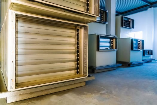 Air conditioning room interior with equipment on pharmaceutical industry manufacture or chemical plant