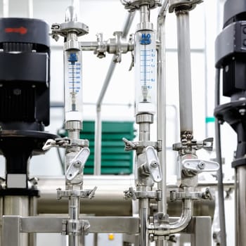 Measure equipment, pipe and pump on pharmaceutical industry or chemical plant