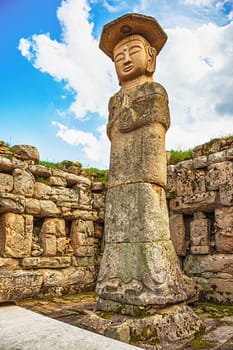 Big or giant old stone Buddha statue in South Korea