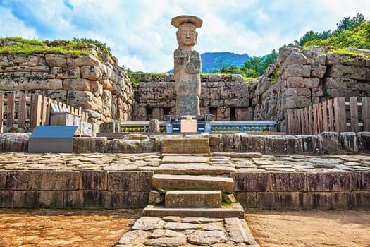 Big or giant old stone Buddha statue in South Korea