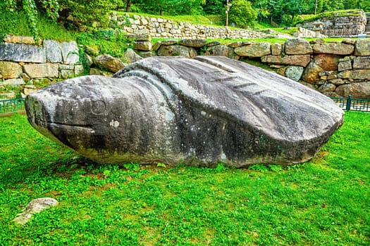 Stone tortoise or turtle old monument landmark in South Korea