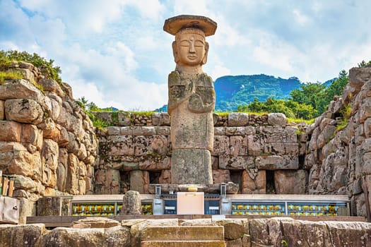 Big or giant old stone Buddha statue in South Korea
