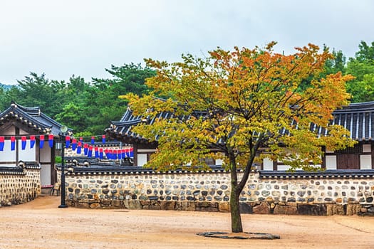 Traditional korean village with old architecture and houses at autumn in South Korea