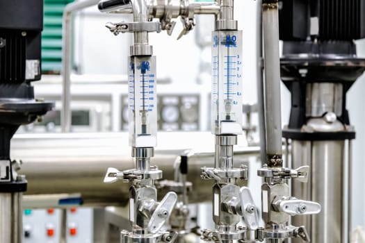 Measure equipment, pipe and pump on pharmaceutical industry or chemical plant