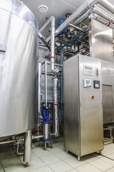 Water conditioning or distillation room and control panel equipment on pharmaceutical industry or chemical plant