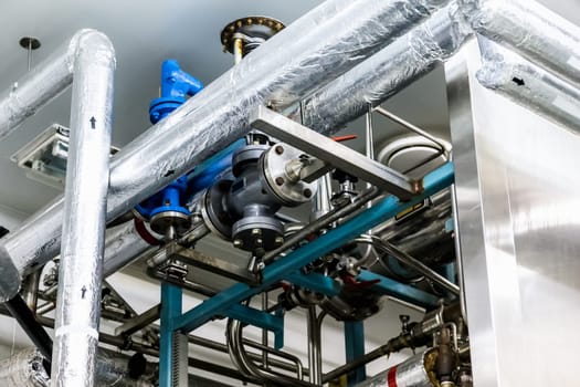 Pipes and water pump on pharmaceutical industry or chemical plant