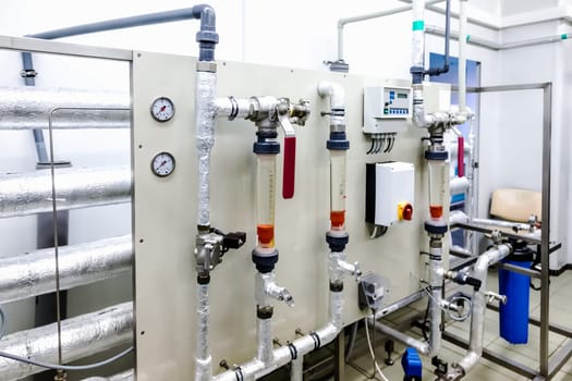 Control panel equipment on water conditioning or distillation room on pharmaceutical industry or chemical plant