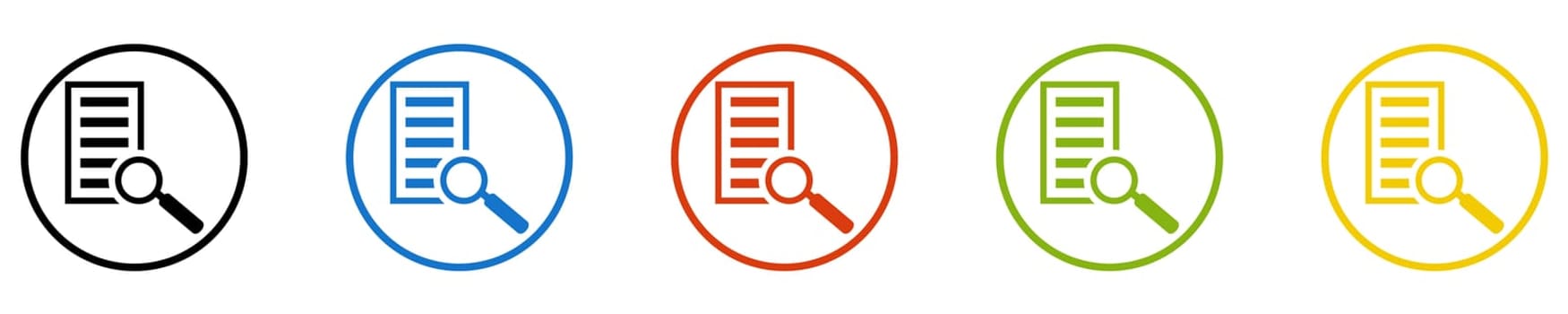 Search Documents Icon - Set of 5 Buttons: Find data