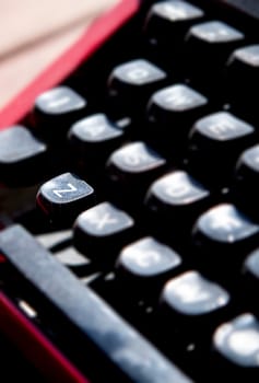 1970s dusty typewriter. Selective focus on key Z