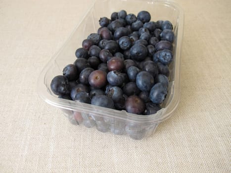 Blueberries in a plastic packaging