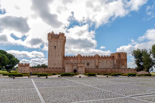 The medieval Castle of la Mota at sunset in Medina del Campo, Valladolid, Castilla y Leon, Spain.
