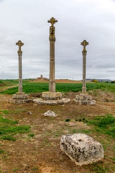 Cruise carved in limestone, in Sasamon province of Burgos Spain