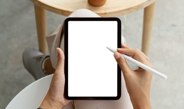 using stylus pen on digital tablet first person view