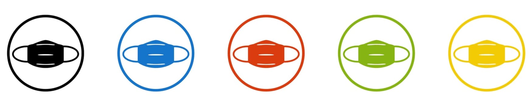 Face Mask Icon - Set of 5 Buttons: Coronavirus Mask