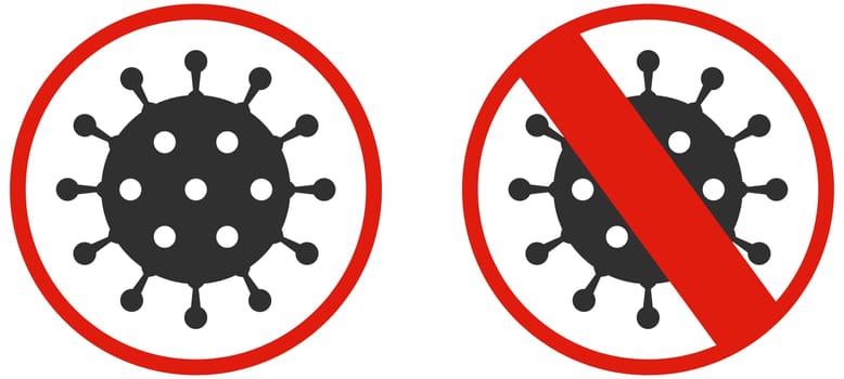 2 Coronavirus Symbols in red Circle - Illustration Covid-19