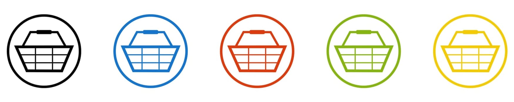 Shopping Basket Icon - Set of 5 Buttons: Shopping
