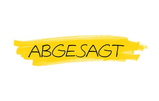 Event cancelled - Yellow Banner with text in german language