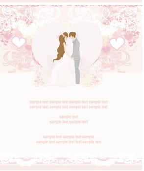 elegant wedding invitation with wedding couple
