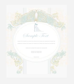 elegant wedding invitation with wedding couple
