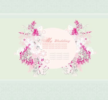 wedding abstract floral frame invitation card