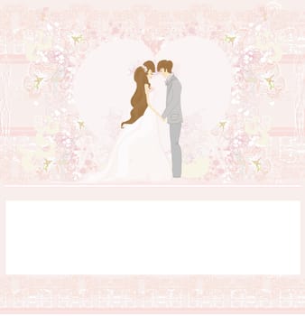 elegant wedding invitation with wedding couple