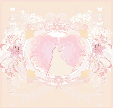 elegant wedding invitation with wedding couple