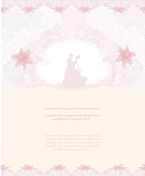elegant wedding invitation with wedding couple