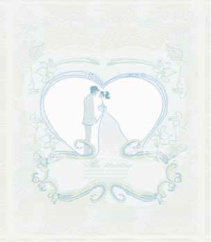 elegant wedding invitation with wedding couple