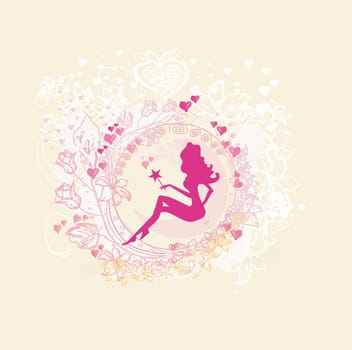 floral background with a beautiful fairy