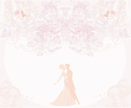 elegant wedding invitation with wedding couple