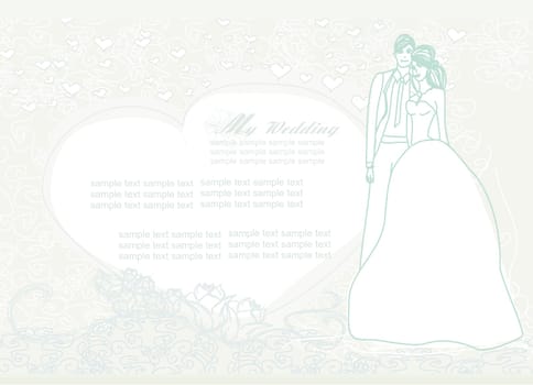 elegant wedding invitation with wedding couple