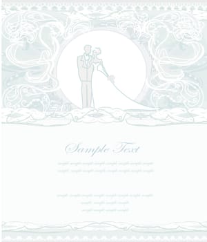 elegant wedding invitation with wedding couple