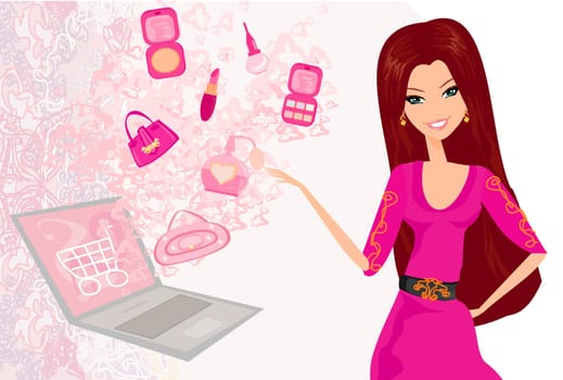 Online shopping girl